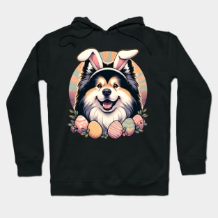 Swedish Lapphund Enjoys Easter with Bunny Ears Hoodie